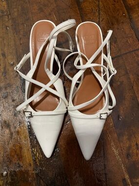 ASOS White Pointed-Toe Strappy Slingback Heels